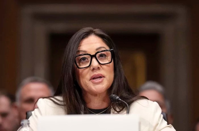 Lori Chavez-DeRemer attends a hearing of the Senate Health, Education, Labor, and Pensions Committee on her nomination for Secretary of Labor, Wednesday, Feb. 19, 2025, on Capitol Hill in Washington.