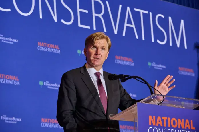 Elbridge Colby speaks at the National Conservative Conference in Washington D.C., Tuesday, July 9, 2024. (Photo by Dominic Gwinn / Middle East Images / Middle East Images via AFP) (Photo by DOMINIC GWINN/Middle East Images/AFP via Getty Images)