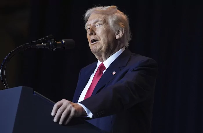 President Donald Trump speaks during the National Prayer Breakfast at Washington Hilton, Thursday, Feb. 6, 2025, in Washington.