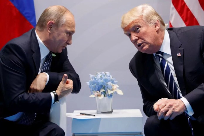 Russian President Vladimir Putin and President Donald Trump meet at the 2017 G20 summit.