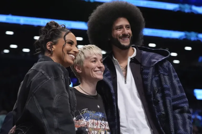 Megan Rapinoe, center, Colin Kaepernick, right, and Nessa Diab.