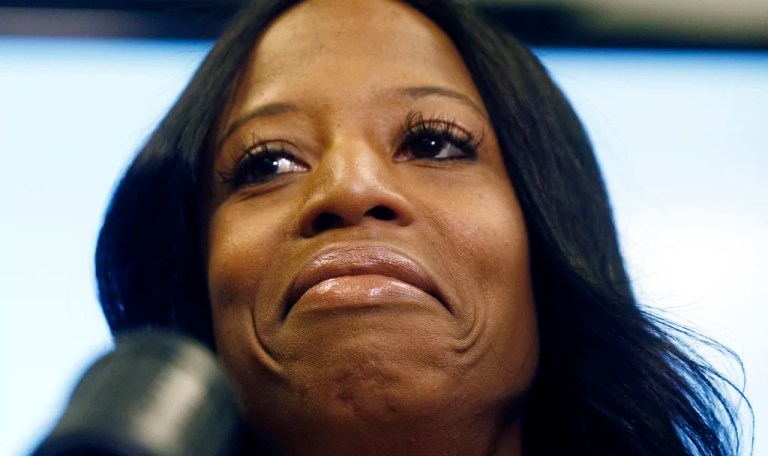 Rep. Mia Love (R-UT) talks about election results in the 4th Congressional District at the Utah Republican Party headquarters, Nov. 26, 2018, in Salt Lake City.