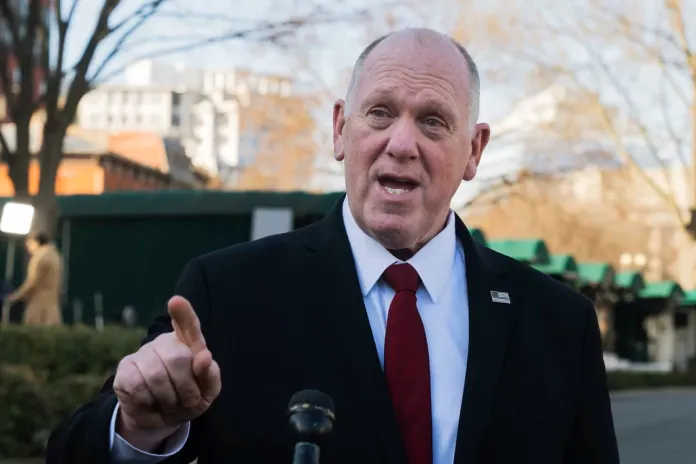 White House border czar Tom Homan speaks to reporters at the White House, Tuesday, March 4, 2025, in Washngton. (AP Photo/Manuel Balce Ceneta)