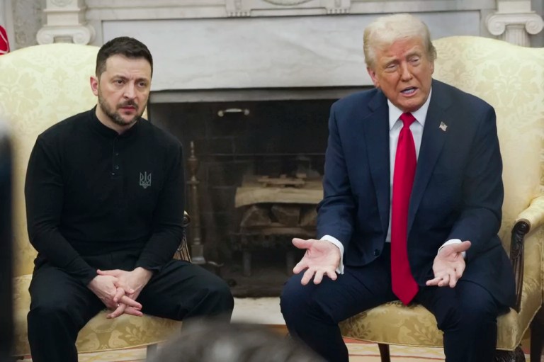 President Donald Trump meets with Ukrainian President Volodymyr Zelensky in the Oval Office at the White House, Friday, Feb. 28, 2025, in Washington.