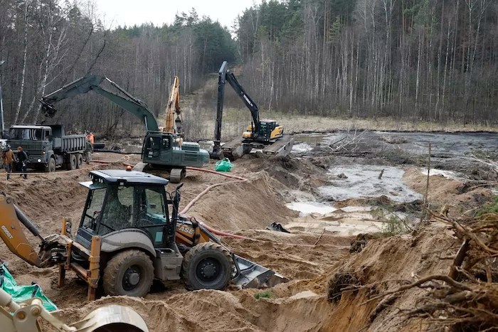 Recovery efforts continue for four missing U.S. soldiers near the spot where their Hercules armored vehicle was found submerged at a training range in Pabradė, north of the capital Vilnius, Lithuania on Friday, March 28, 2025.