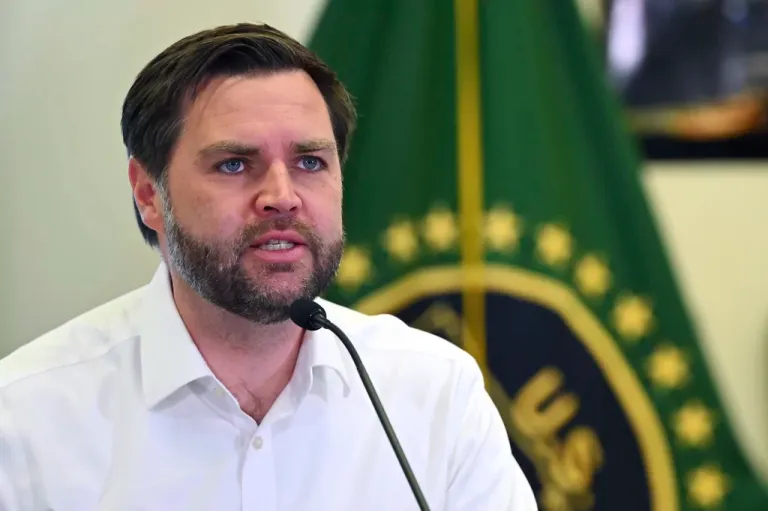 Vice President JD Vance speaks at the Border Patrol Station South during a visit to the U.S. border with Mexico Wednesday, March 5, 2025 in Eagle Pass, Texas.