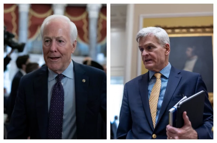 Sen. John Cornyn (R-TX), left, and Sen. Bill Cassidy (R-LA)
