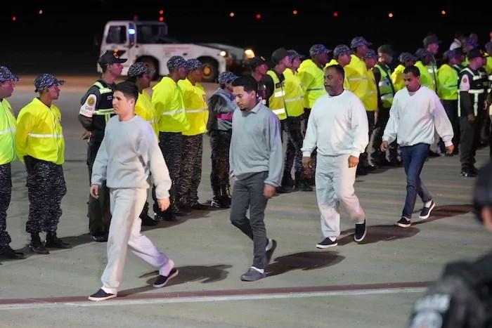 Venezuelan migrants deported from the United States arrive at Simon Bolivar International Airport in Maiquetia, Venezuela, Monday, Feb. 10, 2025.