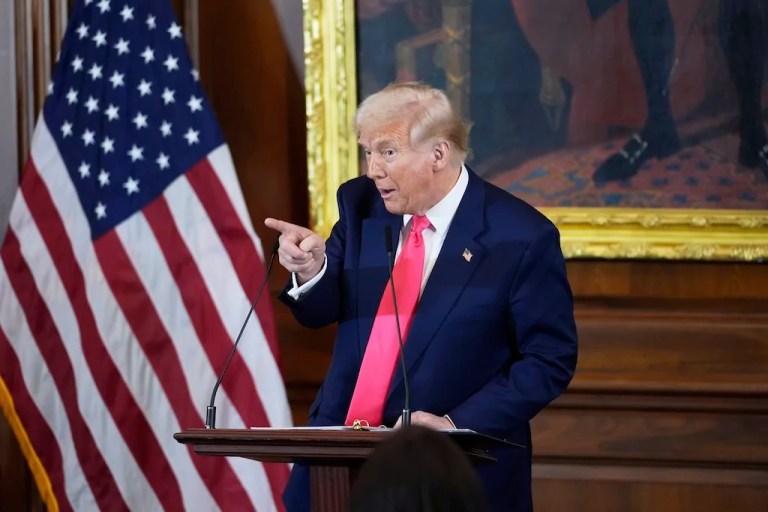 President Donald Trump speaks at the annual St. Patrick's Day luncheon at the Capitol in Washington, D.C.