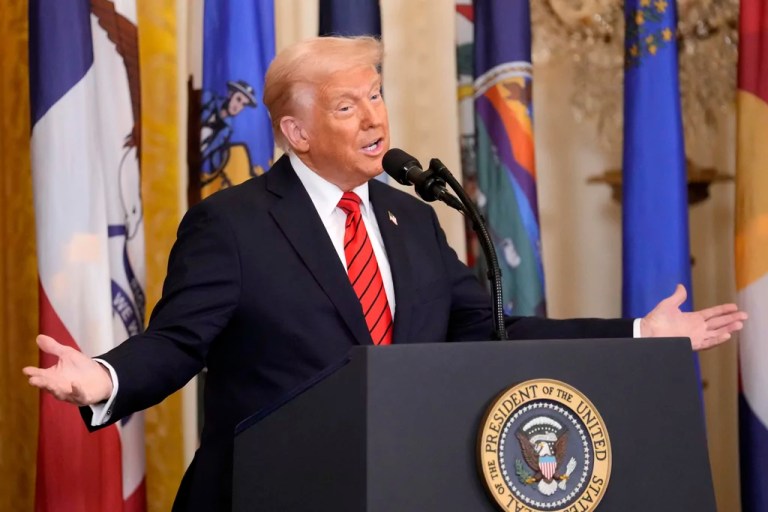 President Donald Trump speaks at an education event and executive order signing in the East Room of the White House in Washington, Thursday, March 20, 2025.