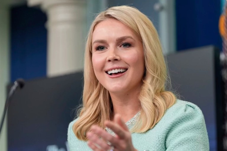White House press secretary Karoline Leavitt speaks with reporters in the James Brady Press Briefing Room at the White House.