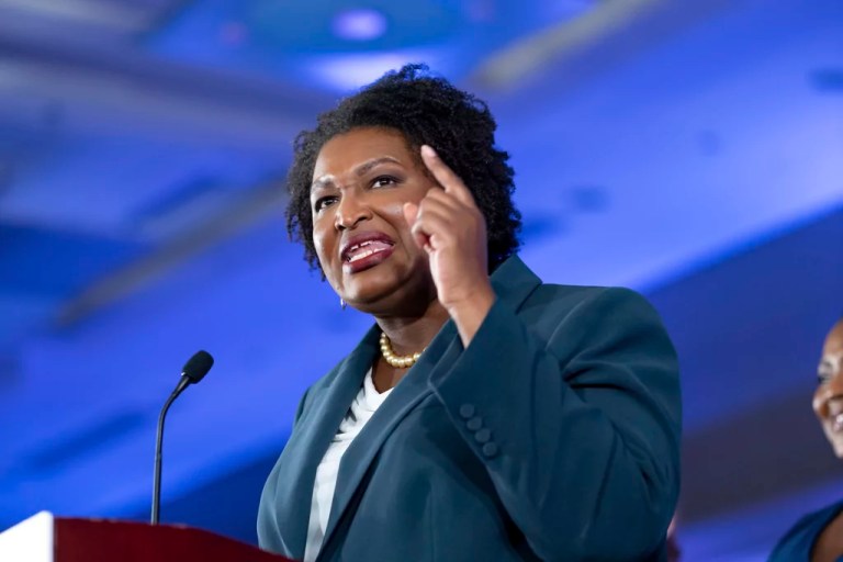 Stacey Abrams, Democratic candidate for Georgia governor, gives a concession speech in Atlanta on Tuesday, Nov. 8, 2022. (AP Photo/Ben Gray)
