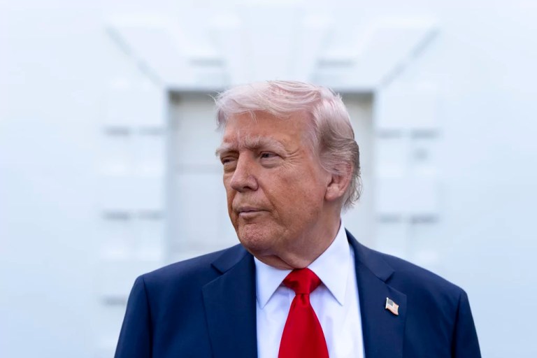 President Donald Trump speaks with reporters at the White House, Wednesday, April 23, 2025, in Washington.