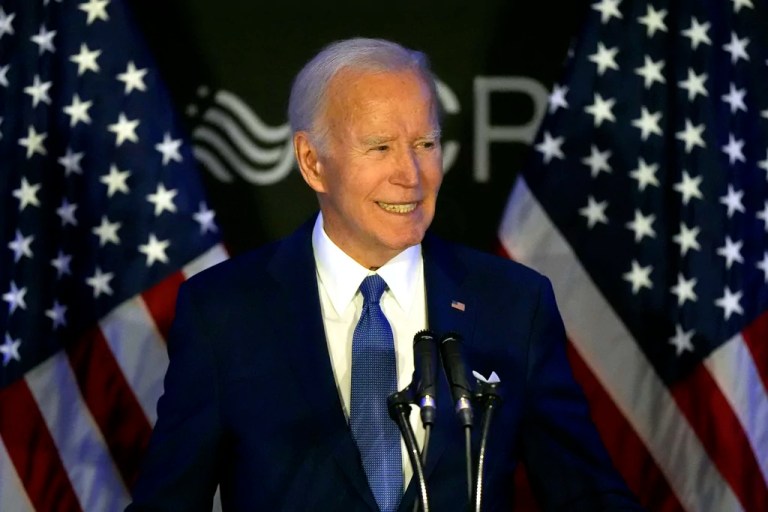 Former U.S. President Joe Biden speaks at the Advocates, Counselors, and Representatives for the Disabled conference in Chicago, Tuesday, April 15, 2025.