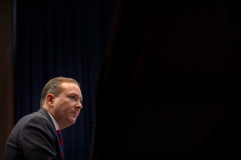 Former Rep. Lee Zeldin (R-NY), President Donald Trump's pick to head the Environmental Protection Agency, appears before the Senate Environment and Public Works Committee on Capitol Hill, Jan. 16, 2025, in Washington.