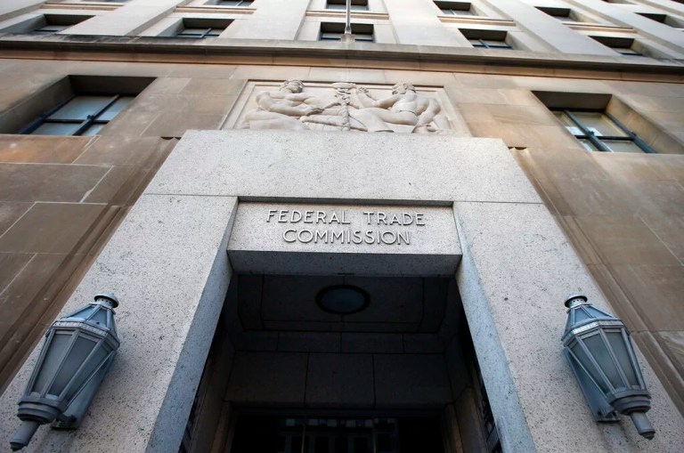 This Jan. 28, 2015, file photo shows the Federal Trade Commission building in Washington. Walmart and Kohl's are paying a combined $5.5 million in settlements after the Federal Trade Commission said they falsely marketed dozens of sheets and other home textile products as made of environmentally friendly bamboo, when they were actually rayon.