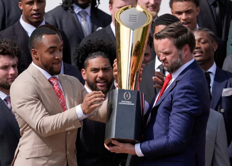 JD Vance drops trophy at White House event honoring Ohio State