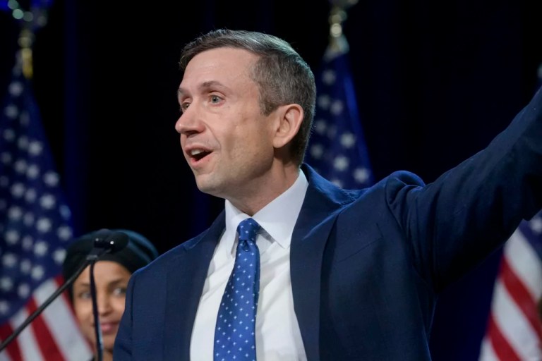 Newly elected DNC Chairman Ken Martin speaks after winning the vote at the DNC Winter Meeting at the Gaylord National Resort and Convention Center in National Harbor, Maryland, Saturday, Feb. 1, 2025.