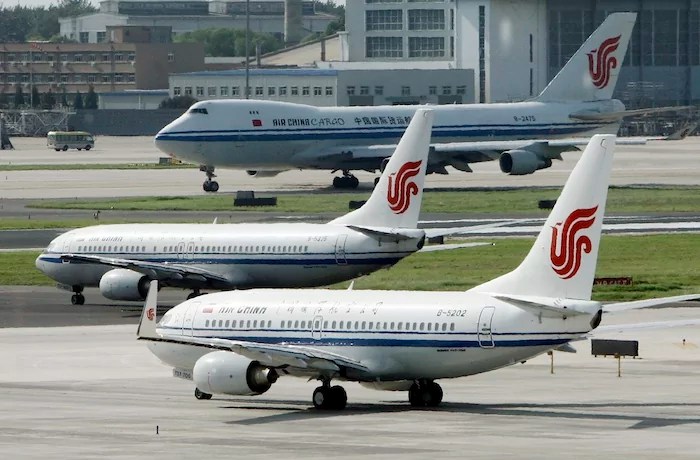 Air China planes sit on the tarmac at Beijing Airport in Beijing, China on Aug. 20, 2009. The biggest U.S. airlines and their unions are asking the Biden administration in a letter Thursday, April 11, 2024, to stop approving more flights to the United States by Chinese airlines.