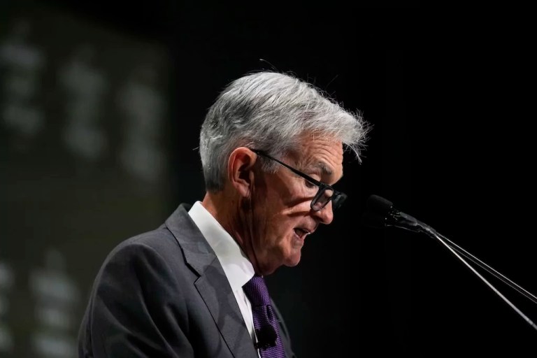 Federal Reserve Chairman Jerome Powell speaking at an event in Chicago.