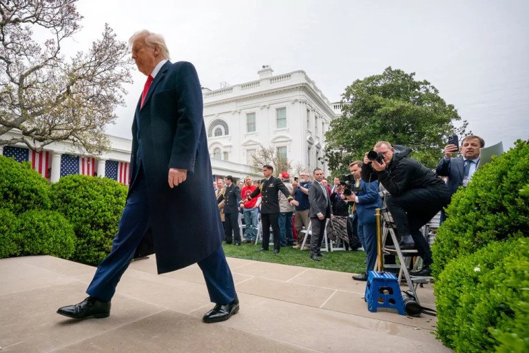 President Donald Trump walks toward the Oval Office after signing an executive order at an event to announce new tariffs in the Rose Garden of the White House, Wednesday, April 2, 2025, in Washington.