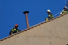 Sistine Chapel chimney installed by Vatican fire corps ahead of conclave