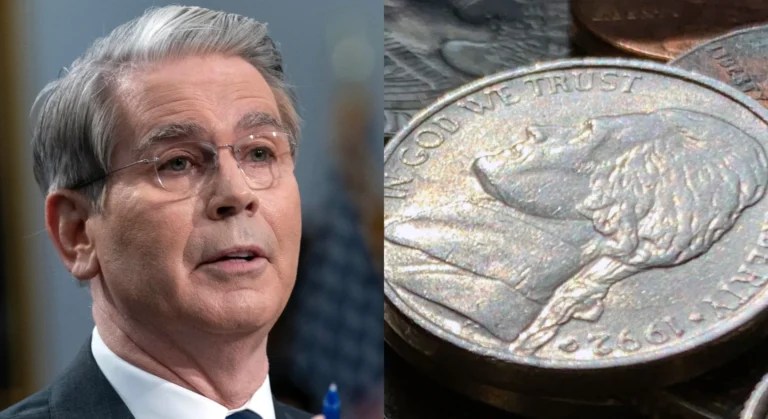 Treasury Secretary Scott Bessent and a nickel.