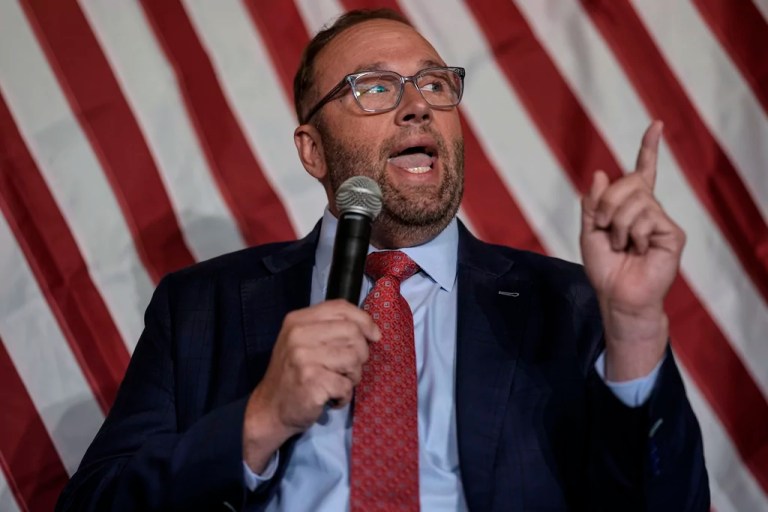 Rep. Jason Smith, R-Mo. speaks during a town-hall style meeting, Tuesday, Sept. 3, 2024, in in Braselton, Ga., in support of a policy tour in support of Republican presidential nominee former President Donald Trump.