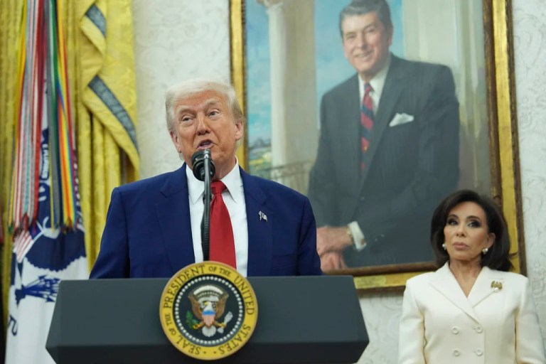 Jeanine Pirro swearing-in overshadowed by tense questions to Trump on foreign policy