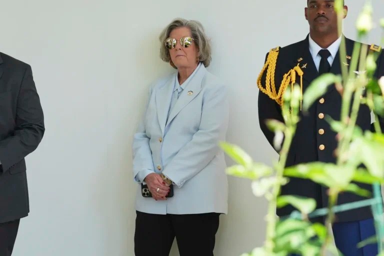 White House Chief of Staff Susie Wiles listens as President Donald Trump speaks during a National Day of Prayer event in the Rose Garden of the White House, Thursday, May 1, 2025, in Washington.