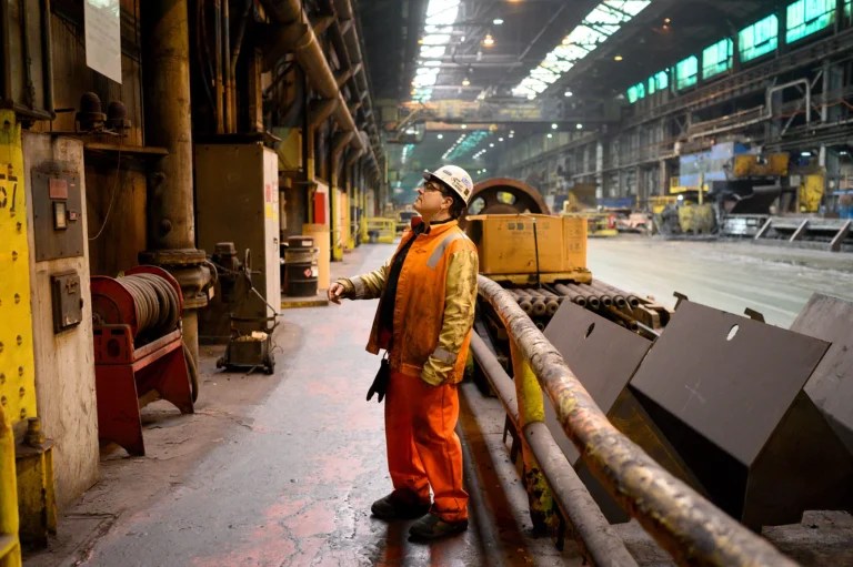 Don German, Plant Manager of U.S. Steel’s Irvin Works, stands in the plant in West Mifflin, Pa., on March 19, 2025.