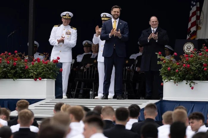 Vice President JD Vance gave an address at the U.S. Naval Academy on May 23, 2025. (Graeme Jennings)