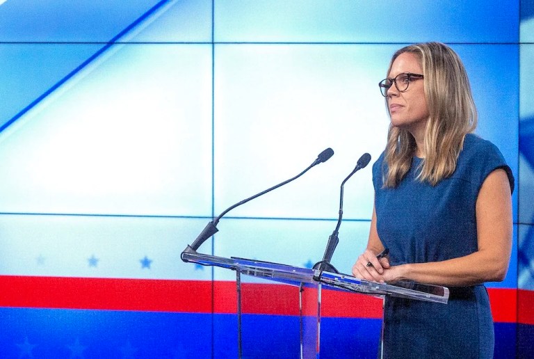 FILE - Democrat Dr. Annie Andrews participates in a debate with Rep. Nancy Mace, R-S.C. for South Carolina's 1st Congressional District, Oct. 19, 2022, in Charleston, S.C. (Brad Nettles/The Post And Courier via AP, File)