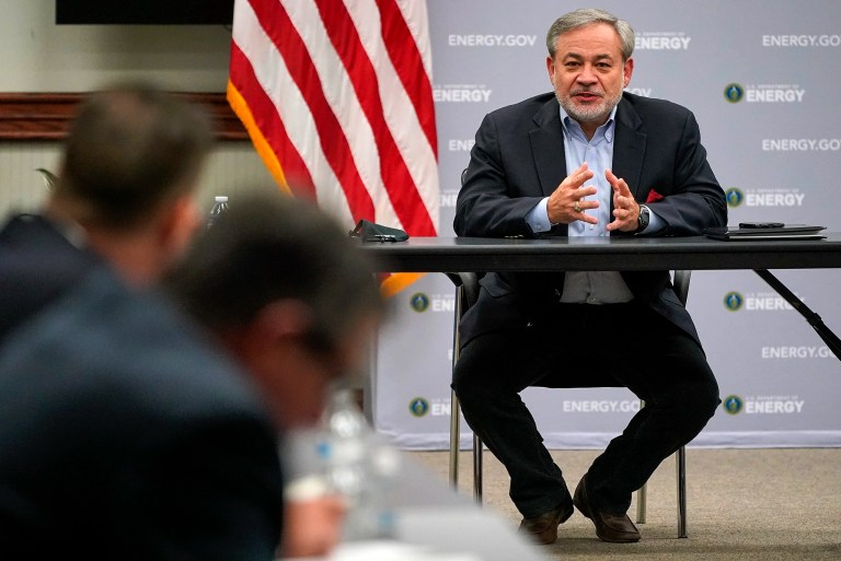 Former Secretary of Energy Dan Brouillette holds a roundtable discussion with regional energy and labor leaders at the National Energy Technology Laboratory in Pittsburgh Wednesday, Oct. 28, 2020.