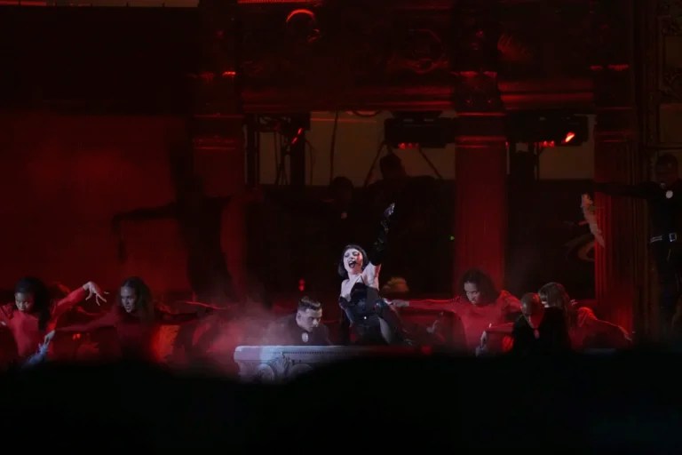 Lady Gaga performs during her free concert on Copacabana Beach in Rio de Janeiro, Saturday, May 3, 2025.