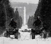 U.S. Border Patrol agents in the Swanton Sector patrol parts of New York, Vermont, an New Hampshire on ATV during the winter months. (U.S. Customs and Border Protection)