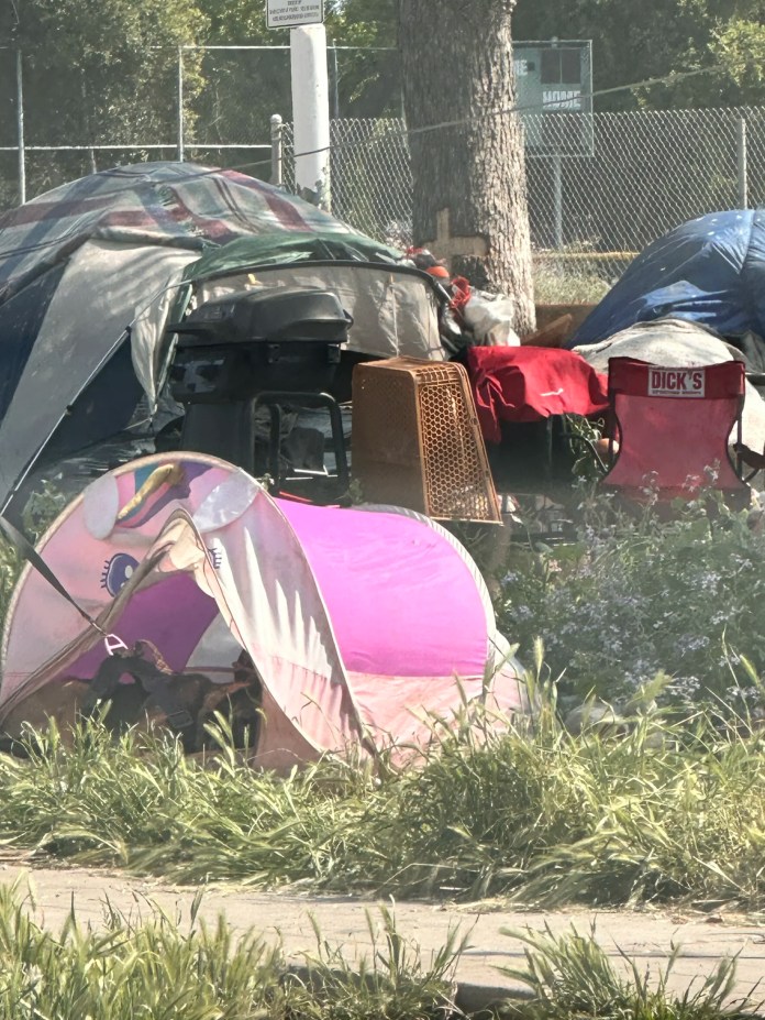 Tents for homeless people living in Columbus Park in San Jose, California.