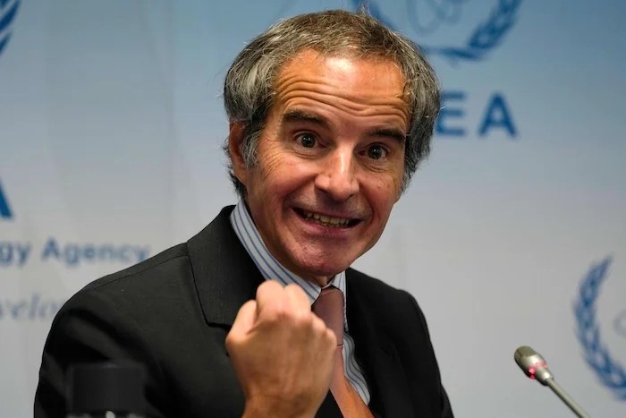 Rafael Mariano Grossi, the director-general of the International Atomic Energy Agency, speaks to journalists attending a weeklong seminar at the agency in Vienna, Austria, Wednesday, May 28, 2025.