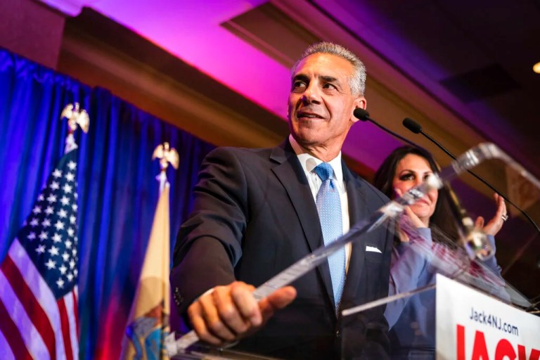 Republican gubernatorial candidate Jack Ciattarelli speaks at his election night party, Wednesday, Nov. 3, 2021, in Bridgewater, New Jersey.