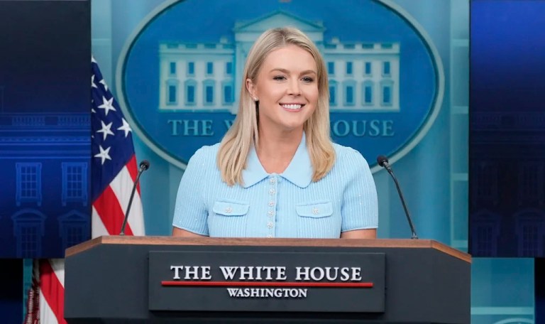 White House press secretary Karoline Leavitt speaks with reporters in the James Brady Press Briefing Room at the White House, Monday, June 30, 2025, in Washington.