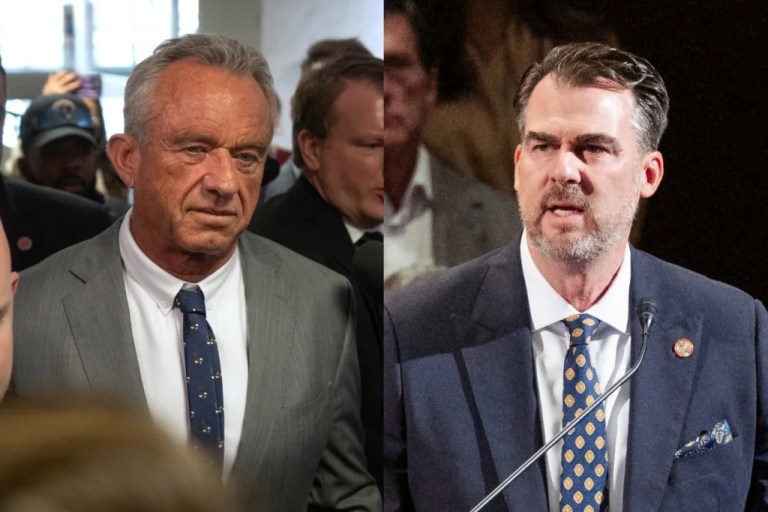 Health and Human Services Secretary Robert F. Kennedy Jr., left, and Gov. Kevin Stitt (R-OK), right.