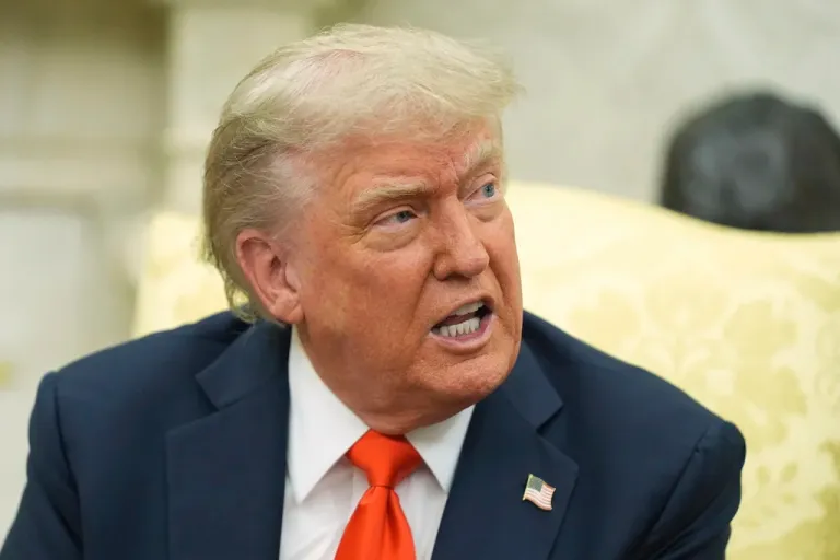 President Donald Trump speaks during a meeting with Germany's Chancellor Friedrich Merz in the Oval Office of the White House, Thursday, June 5, 2025, in Washington. (AP Photo/Evan Vucci)