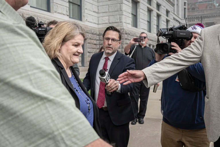 Milwaukee County Circuit Judge Hannah Dugan leaves the federal courthouse after a hearing Thursday, May 15, 2025, in Milwaukee.