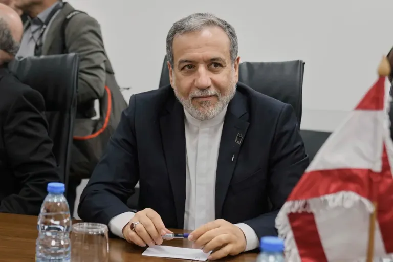 Iranian Foreign Minister Abbas Araghchi meets with his Lebanese counterpart Youssef Rajji in Beirut, Lebanon, Tuesday, June 3, 2025. (AP Photo/Bilal Hussein)