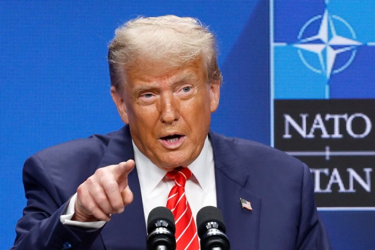 President Donald Trump speaks during a media conference at the NATO summit in The Hague, Netherlands, Wednesday, June 25, 2025.