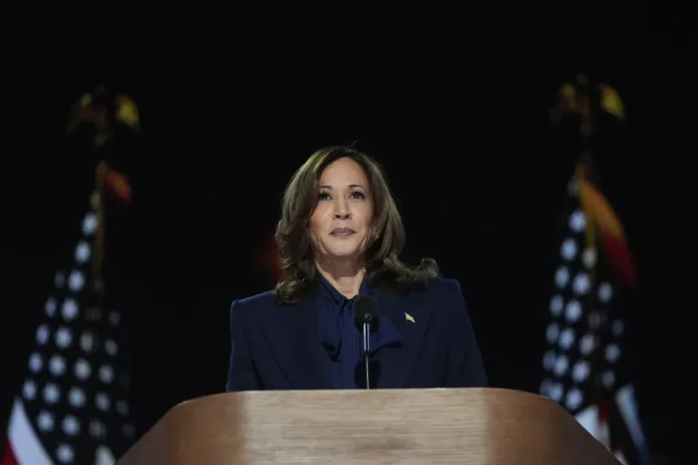 Vice President Kamala Harris, Democratic presidential nominee, speaks at the 2024 Democratic National Convention.