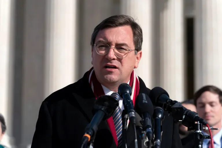 Tennessee Attorney General Jonathan Skrmetti talks to reporters outside of the Supreme Court, Wednesday, Dec. 4, 2024, in Washington.