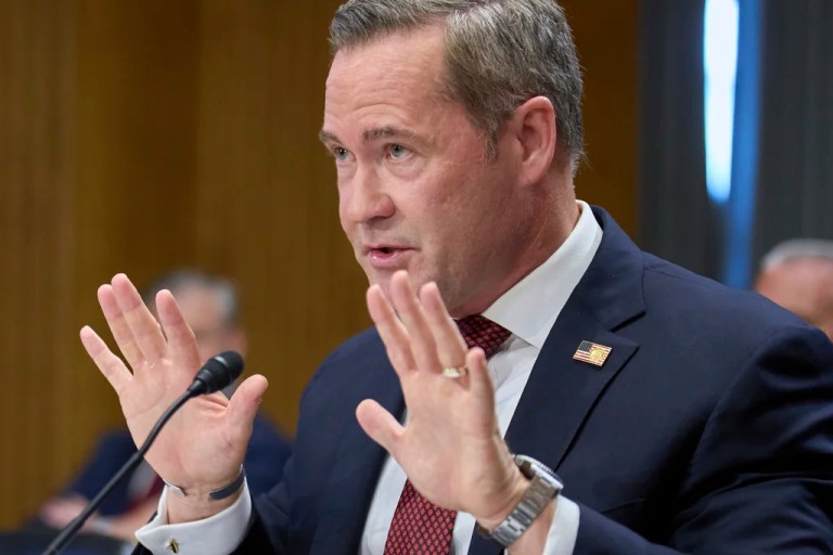 Former White House national security adviser Michael Waltz testifies during a Senate Foreign Relations Committee nomination hearing on his nomination to be U.S. Representative to the United Nations, Tuesday, July 15, 2025, on Capitol Hill in Washington.