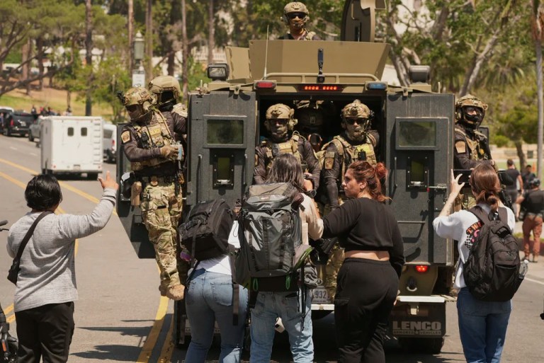 Four arrested for using ‘improvised devices’ to damage Border Patrol vehicles in Los Angeles
