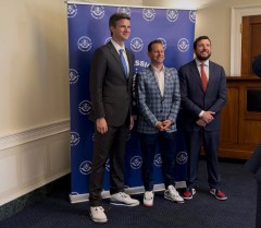 House members and staffers sport sneakers as they head for recess